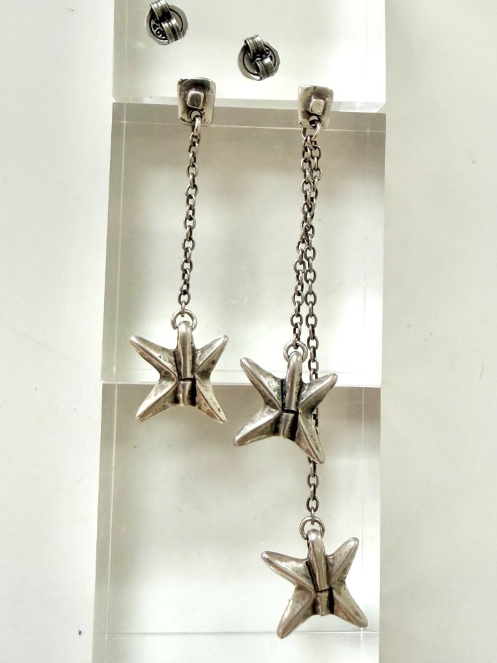 Uno De 50 Silver Star and Link Drop Earrings